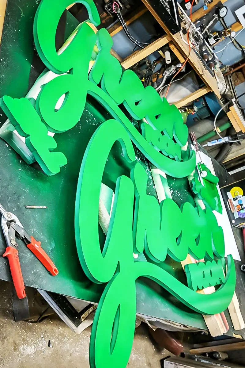 Hand-bent neon installed by Signs East at The Green Room